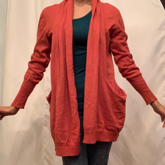 M/L Orange Cardigan with Wide Pockets - Picture 2 of 6